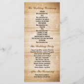 Hochzeitsprogramme für Holz und Sonnenblumen Programm (Rückseite)