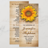 Hochzeitsprogramme für Holz und Sonnenblumen Programm (Vorne/Hinten)