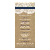 Hochzeitsprogramme für Kraft, Spitzen und Navy mit Werbekarte (Hinten)