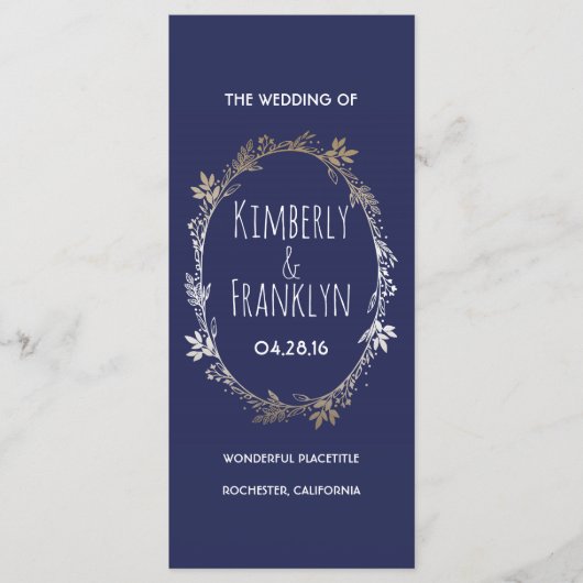 Hochzeitsprogramme für Marinekranke und Goldfloren Programm (Vorderseite)