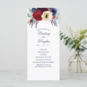 Hochzeitsprogramme für Navy Blue und Burgund Red F Programm (Stehend Vorderseite)