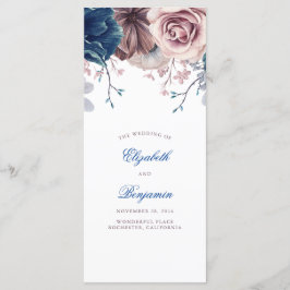 Hochzeitsprogramme für Navy Blue und Mauve Floral Programm