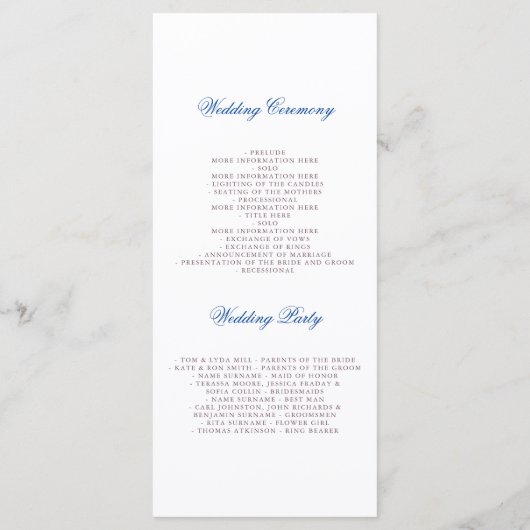 Hochzeitsprogramme für Navy Blue und Mauve Floral Programm (Rückseite)