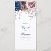 Hochzeitsprogramme für Navy Blue und Mauve Floral Programm (Vorderseite)