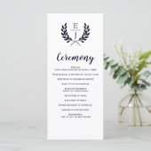 Hochzeitsprogramme für Navy-Classic-Monogramm Programm (Stehend Vorderseite)
