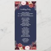 Hochzeitsprogramme für Navy Fall Marsala Blush Peo Programm (Rückseite)