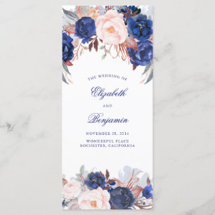 Hochzeitsprogramme für Navy Floral Watercolor Programm