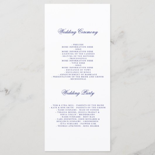 Hochzeitsprogramme für Navy Floral Watercolor Programm (Rückseite)