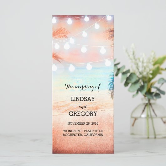 Hochzeitsprogramme für rosa Strände Programm (Stehend Vorderseite)