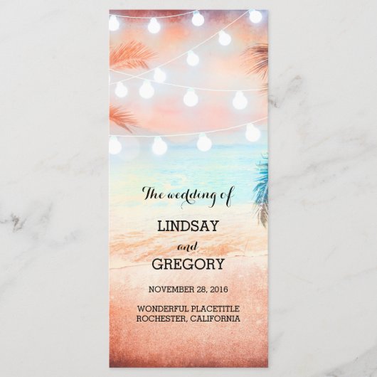 Hochzeitsprogramme für rosa Strände Programm (Vorderseite)