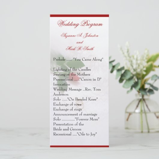 Hochzeitsprogramme für Rose Programm (Stehend Vorderseite)