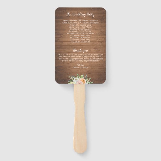 Hochzeitsprogramme für Rustikal und Blume Fächer (Rückseite)