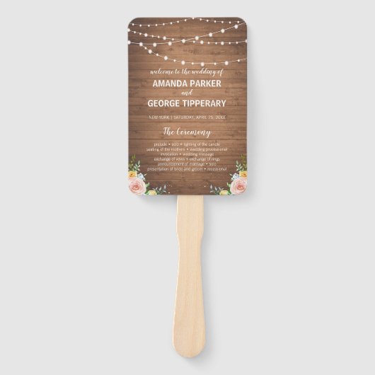 Hochzeitsprogramme für Rustikal und Blume Fächer (Vorderseite)