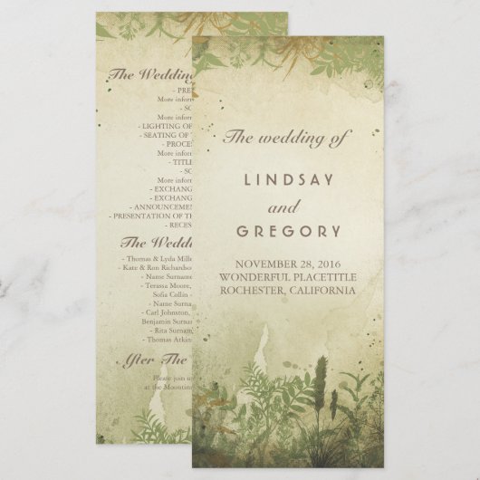 Hochzeitsprogramme für rustikale Wälder Programm (Vorne/Hinten)