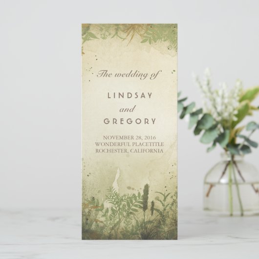 Hochzeitsprogramme für rustikale Wälder Programm (Stehend Vorderseite)