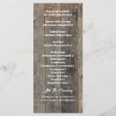 Hochzeitsprogramme für rustikales Landwaldkorn Programm (Rückseite)