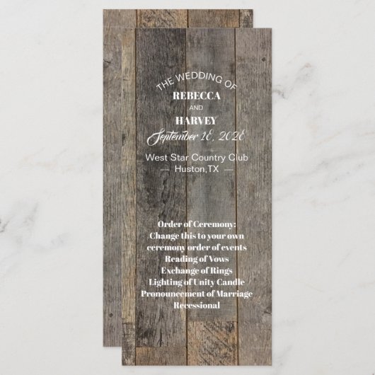Hochzeitsprogramme für rustikales Landwaldkorn Programm (Vorne/Hinten)