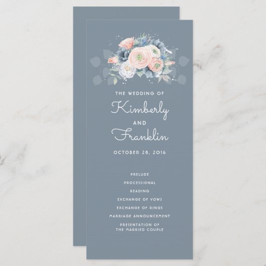 Hochzeitsprogramme für Schwarz und Dusty Rose Programm (Vorne/Hinten)