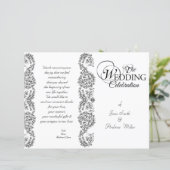Hochzeitsprogramme für Schwarz-Weiß-Damast (Stehend Vorderseite)