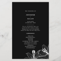 Hochzeitsprogramme für Schwarz-Weiß-Lilien