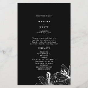 Hochzeitsprogramme für Schwarz-Weiß-Lilien
