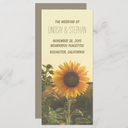 Hochzeitsprogramme für Sonnenblumen Programm (Vorne/Hinten)