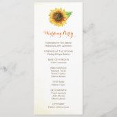 Hochzeitsprogramme für Sonnenblumen Programm (Rückseite)