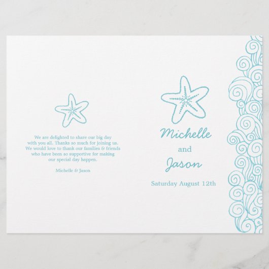 Hochzeitsprogramme für Starfish & Wirbel (Vorderseite)