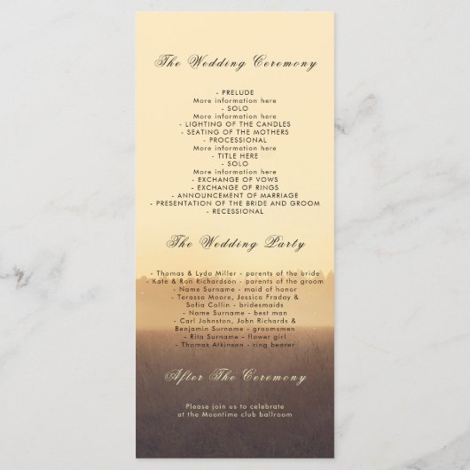 Hochzeitsprogramme für Treppenzweige Sommer-Abend Programm (Rückseite)