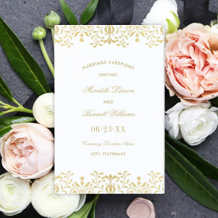 Hochzeitsprogramme für Vintage Glamoure in Gold