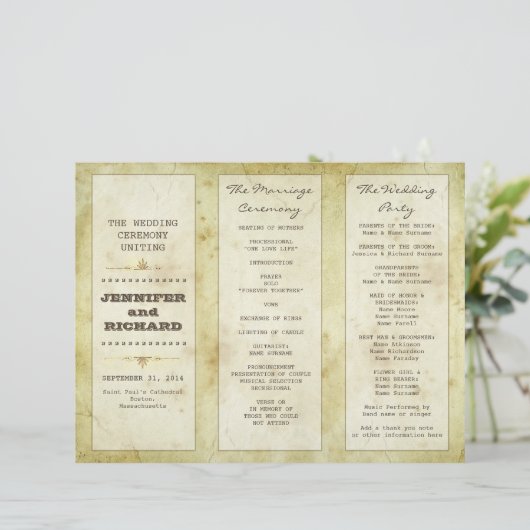 Hochzeitsprogramme für Vintage Typografie (Stehend Vorderseite)