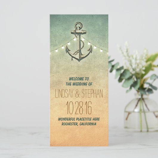 Hochzeitsprogramme für Wasseranker Programm (Stehend Vorderseite)