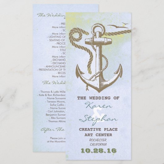 Hochzeitsprogramme für Wassersportaktivitäten Programm (Vorne/Hinten)