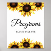 Hochzeitsprogramme Gelbes weißes Sonnenblumenposte Poster (Vorne)