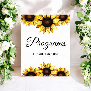 Hochzeitsprogramme Gelbes weißes Sonnenblumenposte Poster