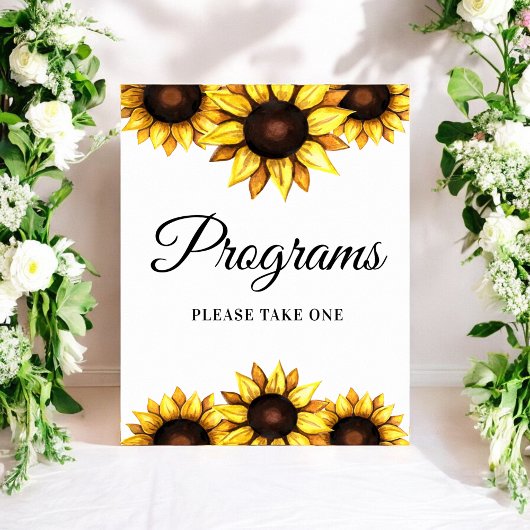 Hochzeitsprogramme Gelbes weißes Sonnenblumenposte Poster