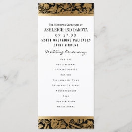 Hochzeitsprogramme | Golden Floral Damask auf schw Programm