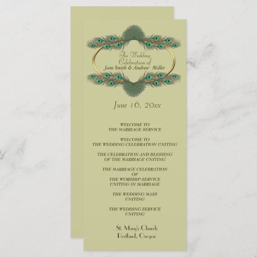 Hochzeitsprogramme - Grün & Gold Programm (Vorne/Hinten)