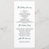 Hochzeitsprogramme im Grünen und Rosa Blume Programm (Rückseite)