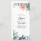 Hochzeitsprogramme im Grünen und Rosa Blume Programm (Vorne/Hinten)