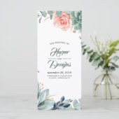 Hochzeitsprogramme im Grünen und Rosa Blume Programm (Stehend Vorderseite)