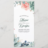 Hochzeitsprogramme im Grünen und Rosa Blume Programm (Vorderseite)