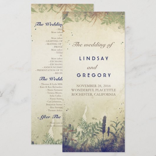 Hochzeitsprogramme im ländlichen Wald Programm (Vorne/Hinten)