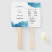 Hochzeitsprogramme in Aquarellblau Fächer (Vorne und Hinten)