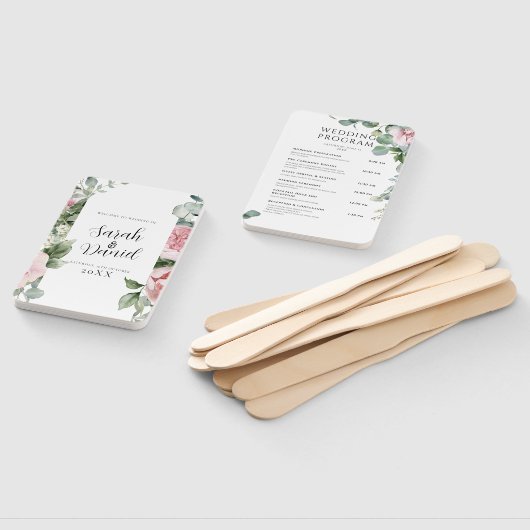 Hochzeitsprogramme in Aquarellfarbe Rosa Fächer (Non-assembled)