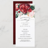 Hochzeitsprogramme in Burgund Rot und Rosa Programm (Vorne/Hinten)