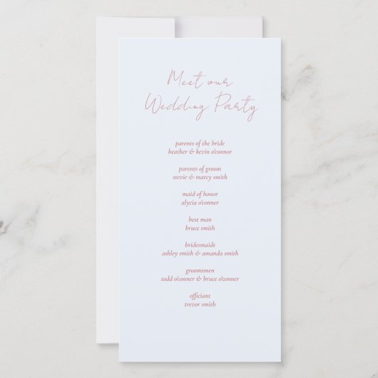 Hochzeitsprogramme in rosa und blau (Rückseite)