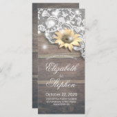 Hochzeitsprogramme Lace Sunflower Rustic Wood Ligh Programm (Vorne/Hinten)