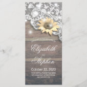Hochzeitsprogramme Lace Sunflower Rustic Wood Ligh Programm (Vorderseite)