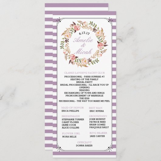 Hochzeitsprogramme mit Farbflorstreifen Programm (Vorne/Hinten)